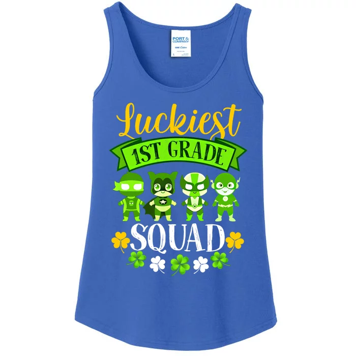 St Patricks Day Teacher Gift Luckiest 1st Grade Squad Gift Ladies Essential Tank