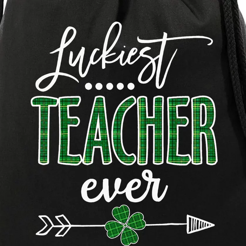 St Patricks Day Teacher Luckiest Teacher Irish Paddy Drawstring Bag