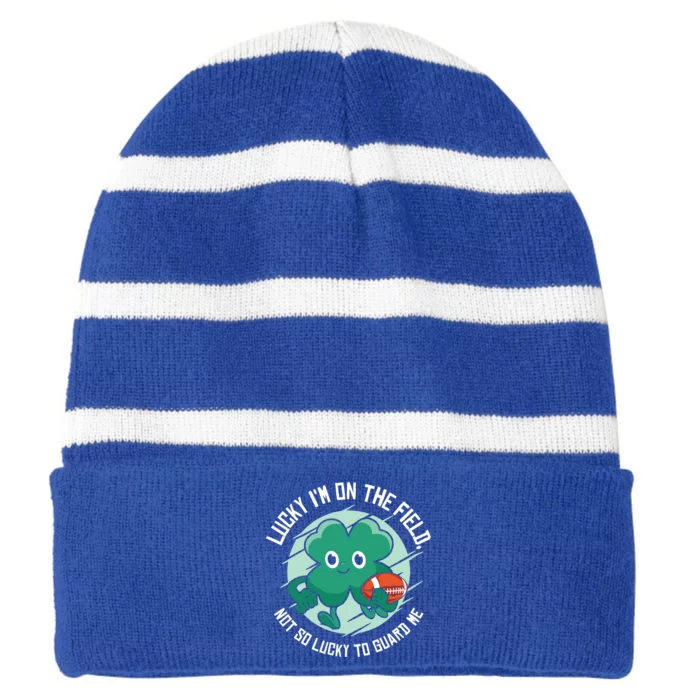 St Patrick's Day American Football Shamrock Clover Rugby Gift Striped Beanie with Solid Band