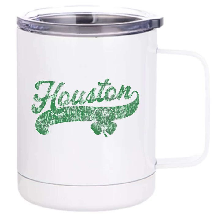 St. Patrick's Day Shamrock Houston Texas TX Gift Irish Front & Back 12oz Stainless Steel Tumbler Cup