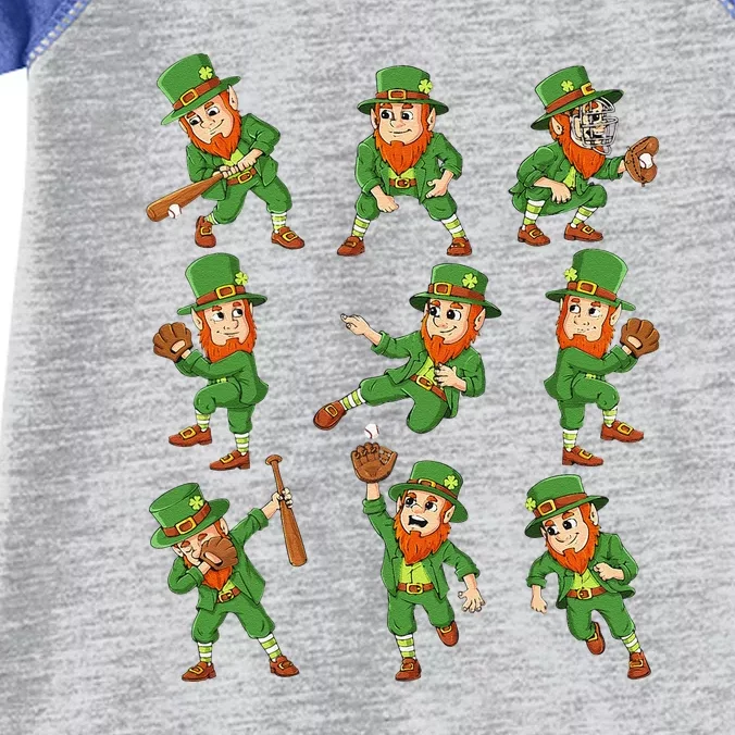 St Patricks Day Funny Leprechaun Baseball Player Infant Baby Jersey Bodysuit