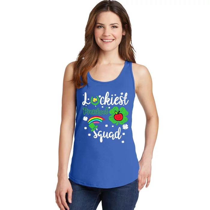 St Patricks Day Teacher Gift Luckiest Preschool Squad Gift Ladies Essential Tank