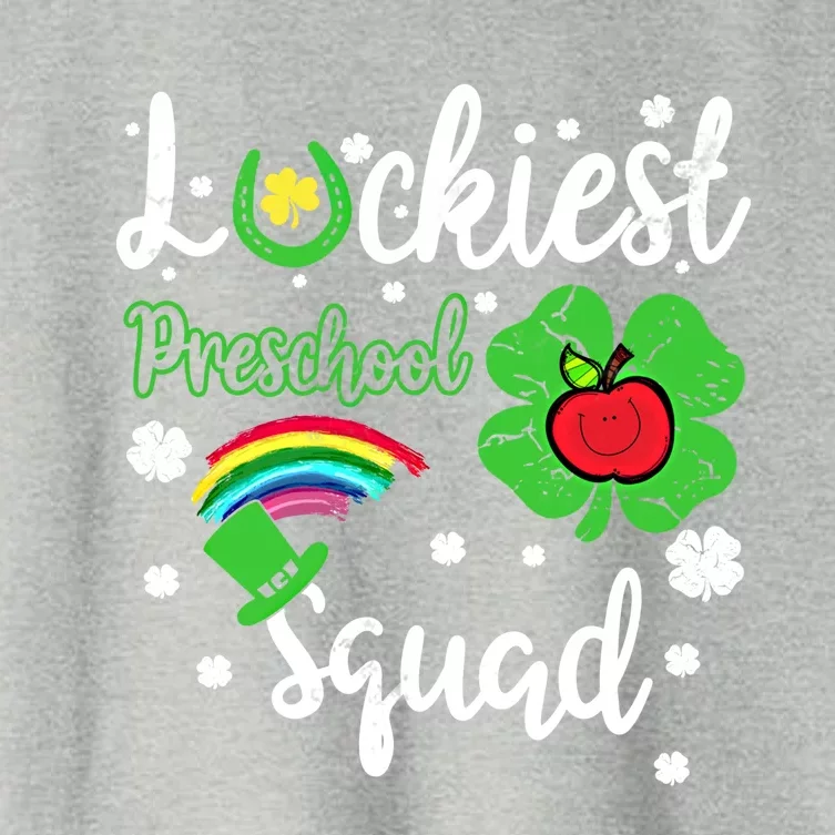 St Patricks Day Teacher Gift Luckiest Preschool Squad Gift Women's Crop Top Tee