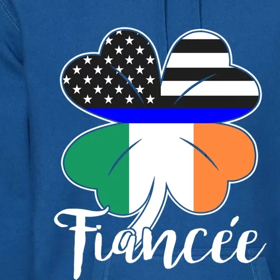 St Patrick's Day Us Flag Irish Police Fiancee Gift Premium Hoodie