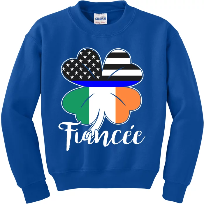 St Patrick's Day Us Flag Irish Police Fiancee Gift Kids Sweatshirt