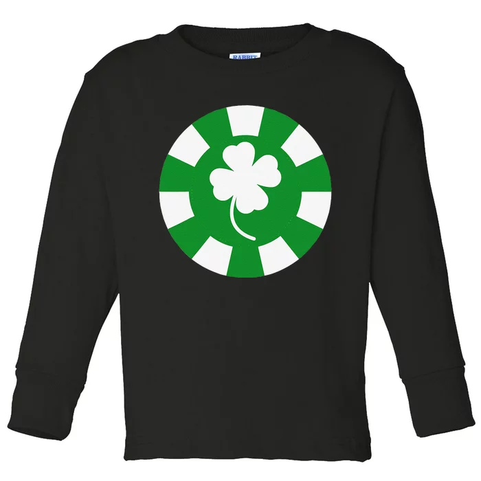 Saint Patrick's Day Four Leaf Clover Poker Chip Casinos Toddler Long Sleeve Shirt