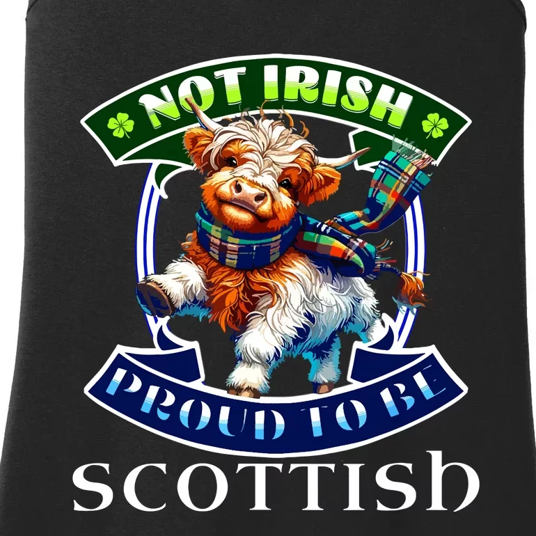 St Patricks Day Highland Cow Not Irish Scottish Ladies Essential Tank