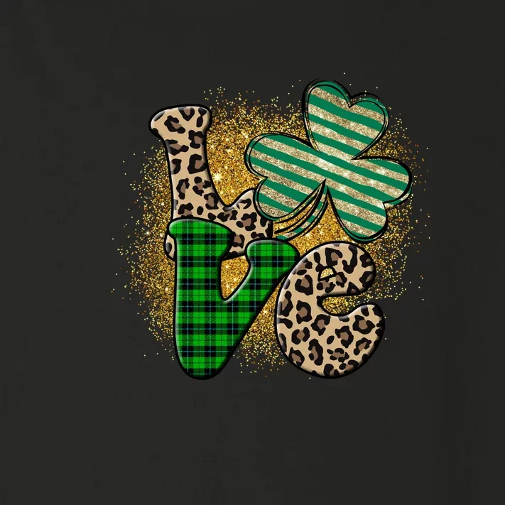 St Patrick's Day Love Plaid Shamrock Leopard Clover Leaf Toddler Long Sleeve Shirt