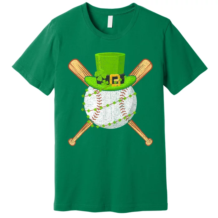 St Patricks Day Shamrock Baseball Leprechaun Premium T-Shirt