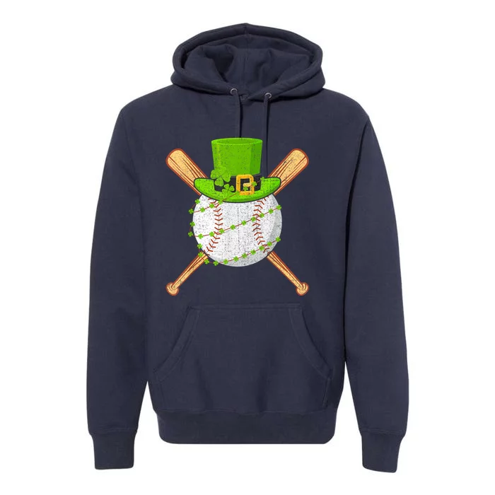 St Patricks Day Shamrock Baseball Leprechaun Premium Hoodie