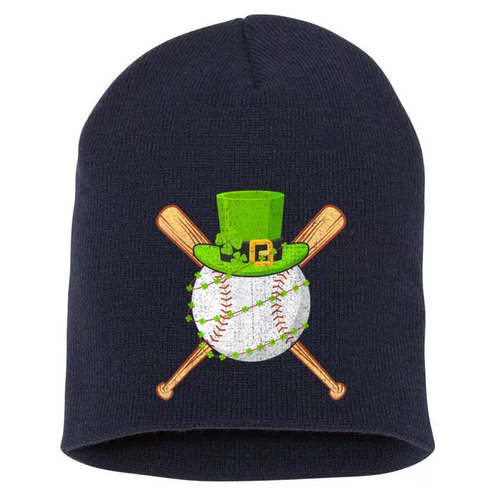 St Patricks Day Shamrock Baseball Leprechaun Short Acrylic Beanie