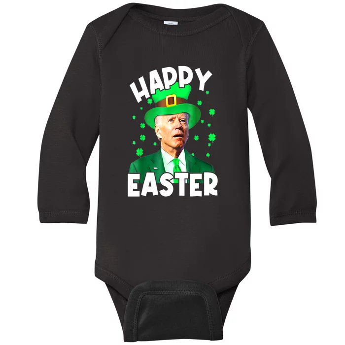 St Patricks Day Joe Biden Leprechaun Confused Happy Easter Gift Baby Long Sleeve Bodysuit