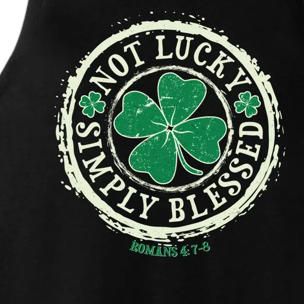 St. Patrick's Day Not Lucky Simply Blessed Romans 4 78 Ladies Tri-Blend Wicking Tank