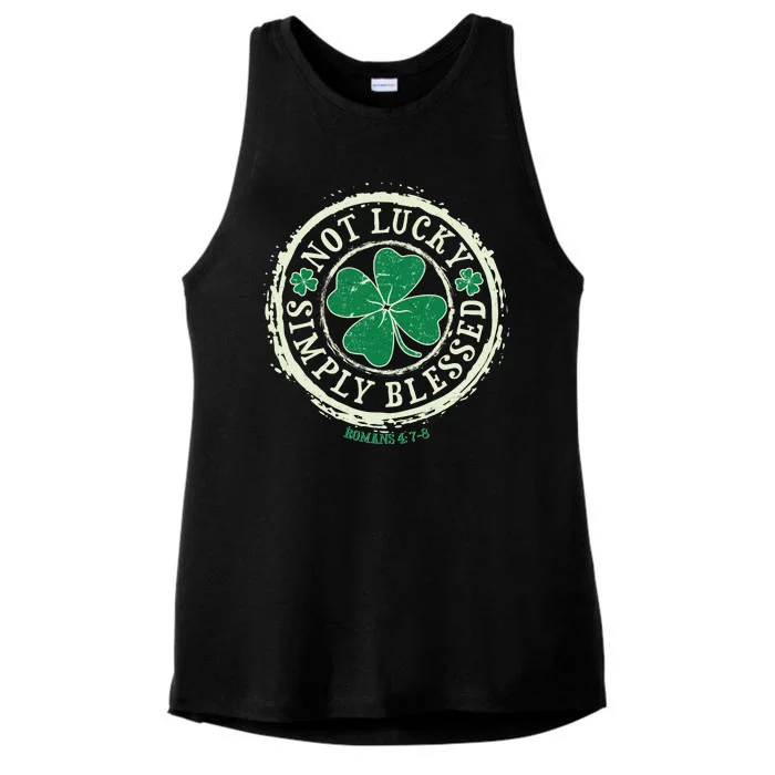 St. Patrick's Day Not Lucky Simply Blessed Romans 4 78 Ladies Tri-Blend Wicking Tank