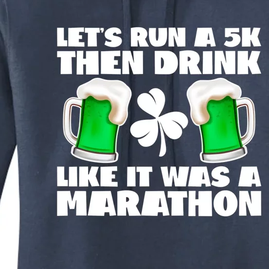 St Patrick's Day Funny Marathon Sports Shamrock Lucky Green Gift Women's Pullover Hoodie