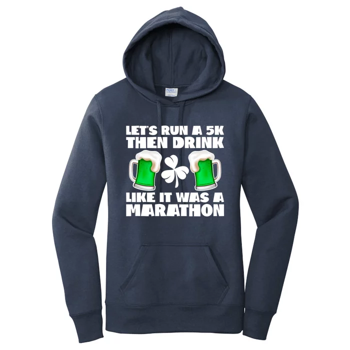 St Patrick's Day Funny Marathon Sports Shamrock Lucky Green Gift Women's Pullover Hoodie