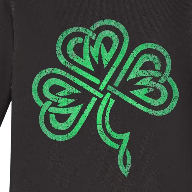 St. Patricks Day Celtic Shamrock Faded Green Irish Pride Baby Long Sleeve Bodysuit