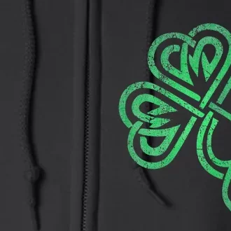 St. Patricks Day Celtic Shamrock Faded Green Irish Pride Full Zip Hoodie