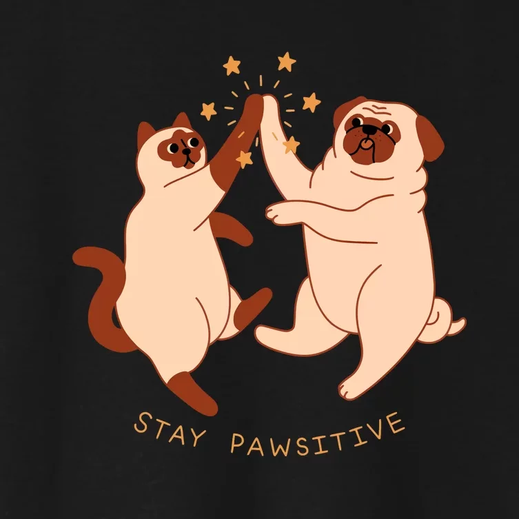 STAY PAWSITIVE Dog And Cat Lover Women's Crop Top Tee