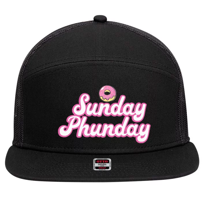 Sunday Phunday Donuts Funny Donut Lover 7 Panel Mesh Trucker Snapback Hat