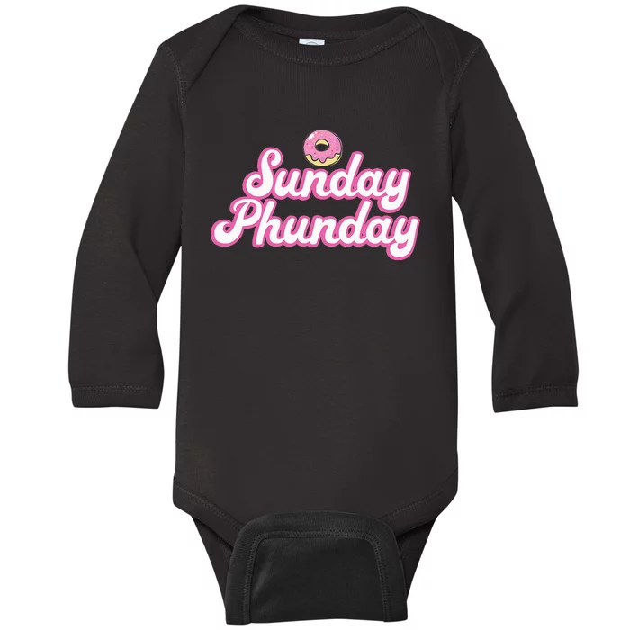 Sunday Phunday Donuts Funny Donut Lover Baby Long Sleeve Bodysuit