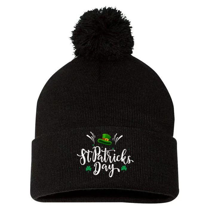 St Patricks Day Funny Shamrock Pom Pom 12in Knit Beanie