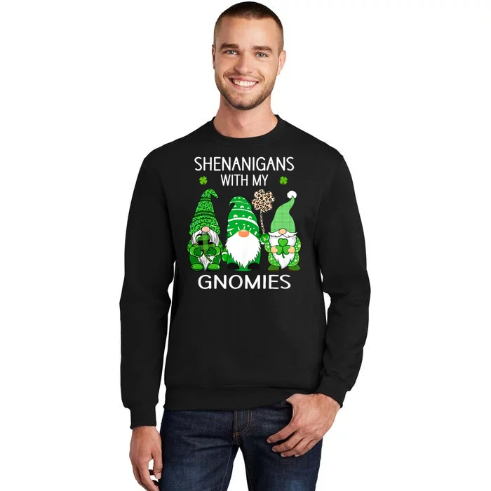 St Patricks Day Lucky Shamrock Leopard Gnomes Irish Women Tall Sweatshirt