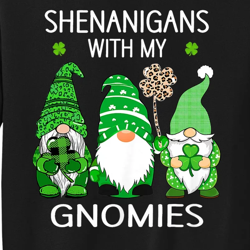 St Patricks Day Lucky Shamrock Leopard Gnomes Irish Women Tall Sweatshirt