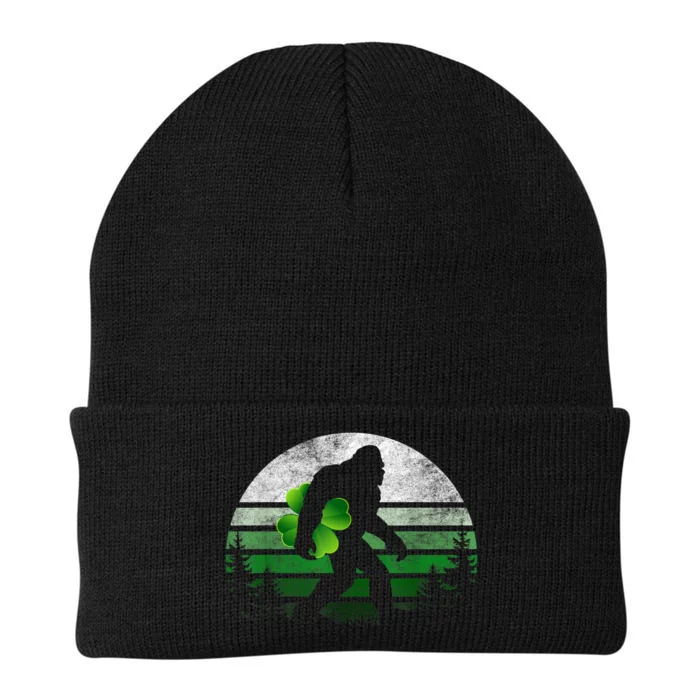 St Patricks Day Bigfoot Irish Shamrock Sasquatch Clover Leaf Knit Cap Winter Beanie