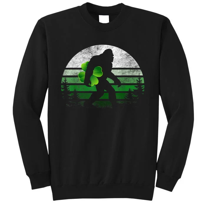 St Patricks Day Bigfoot Irish Shamrock Sasquatch Clover Leaf Tall Sweatshirt