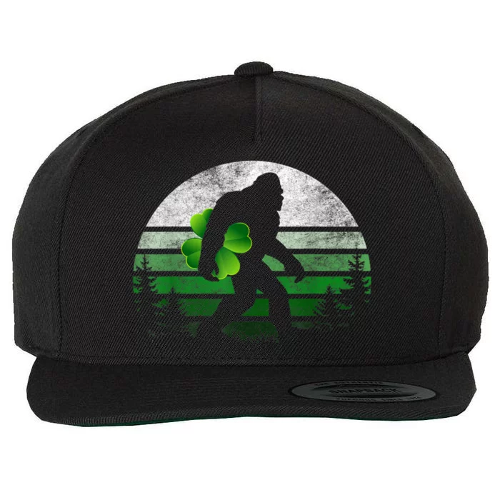 St Patricks Day Bigfoot Irish Shamrock Sasquatch Clover Leaf Wool Snapback Cap