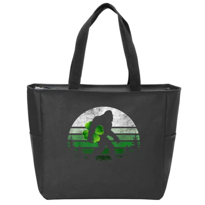 St Patricks Day Bigfoot Irish Shamrock Sasquatch Clover Leaf Zip Tote Bag