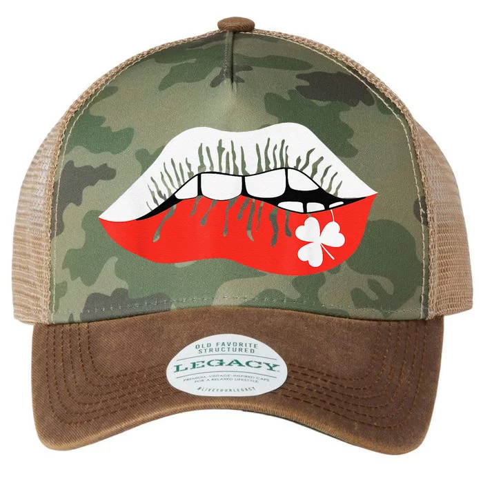 Saint Patrick's Day Graphic Lucky Four Leaf Clover Lips Legacy Tie Dye Trucker Hat