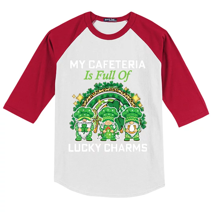 St Patrick's Day Lunch Lady Chef My Cafeteria Workers Kids Colorblock Raglan Jersey