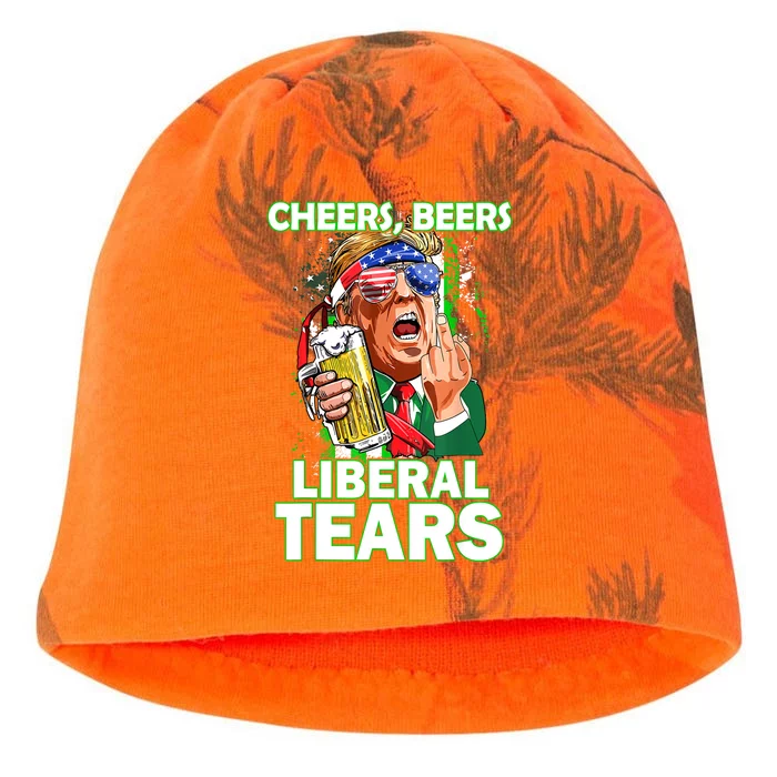 St. Patricks Day Cheers Beers Liberal Tears Trump Holding Beer Gift Kati - Camo Knit Beanie