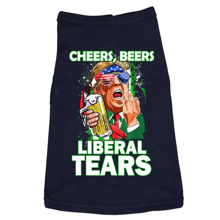 St. Patricks Day Cheers Beers Liberal Tears Trump Holding Beer Gift Doggie Tank