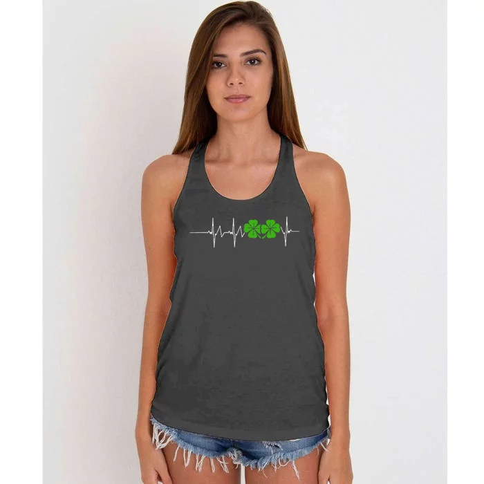 St Patricks Day Ireland Heartbeat Women's Knotted Racerback Tank