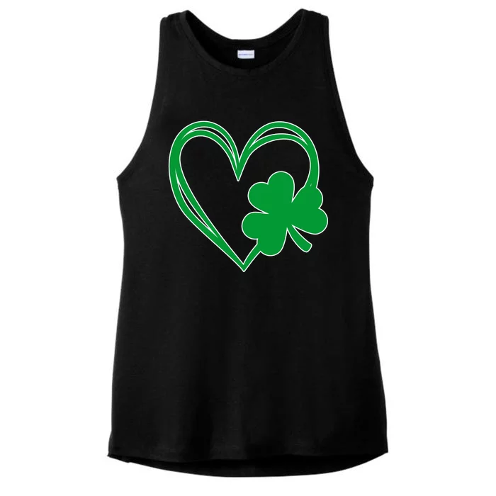 St Patricks Day Shamrock Heart Ladies Tri-Blend Wicking Tank