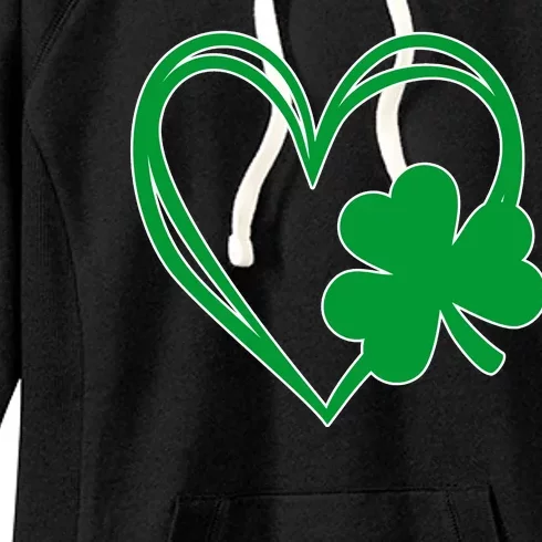 St Patricks Day Shamrock Heart Women's Fleece Hoodie