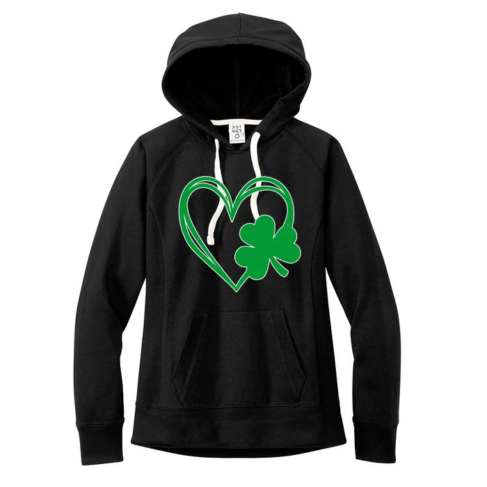 St Patricks Day Shamrock Heart Women's Fleece Hoodie