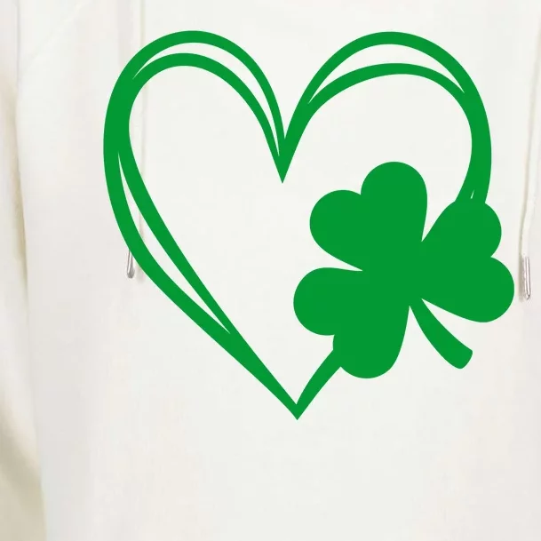 St Patricks Day Shamrock Heart Womens Funnel Neck Pullover Hood