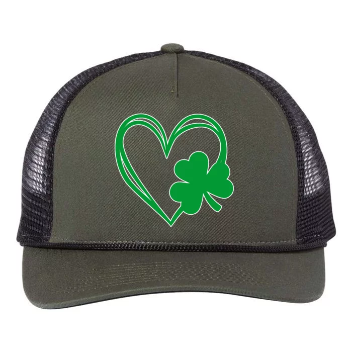 St Patricks Day Shamrock Heart Retro Rope Trucker Hat Cap