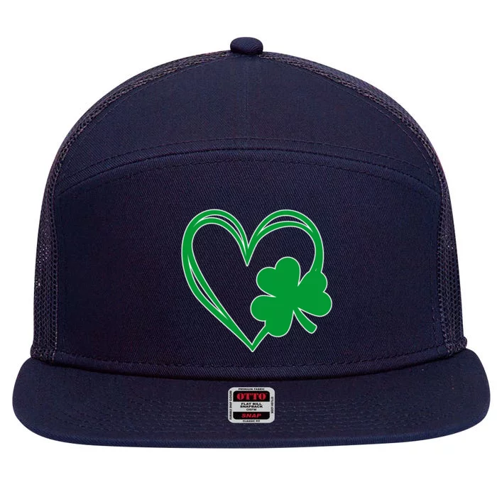 St Patricks Day Shamrock Heart 7 Panel Mesh Trucker Snapback Hat