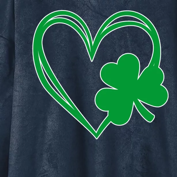 St Patricks Day Shamrock Heart Hooded Wearable Blanket