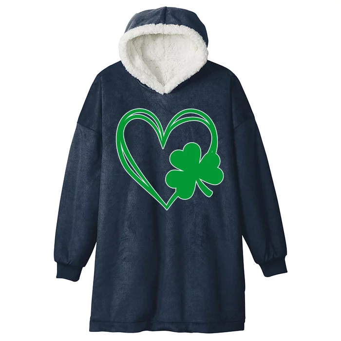 St Patricks Day Shamrock Heart Hooded Wearable Blanket