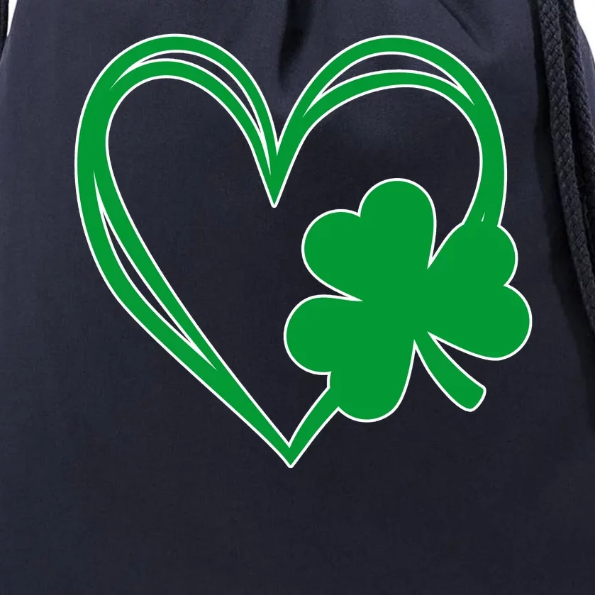 St Patricks Day Shamrock Heart Drawstring Bag