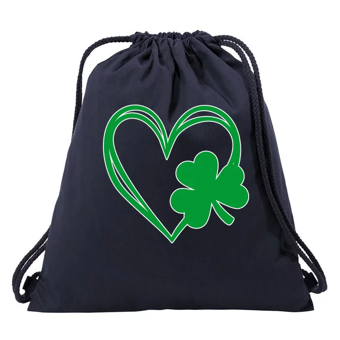 St Patricks Day Shamrock Heart Drawstring Bag