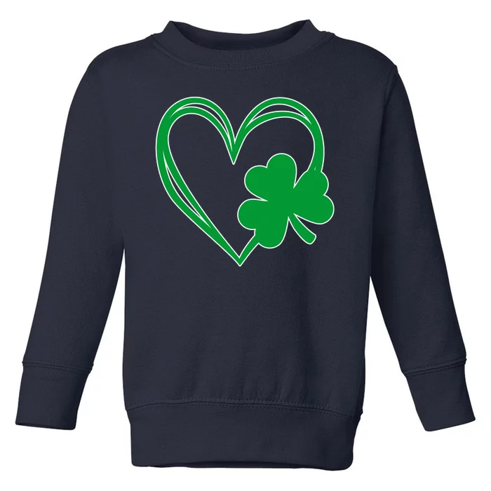 St Patricks Day Shamrock Heart Toddler Sweatshirt