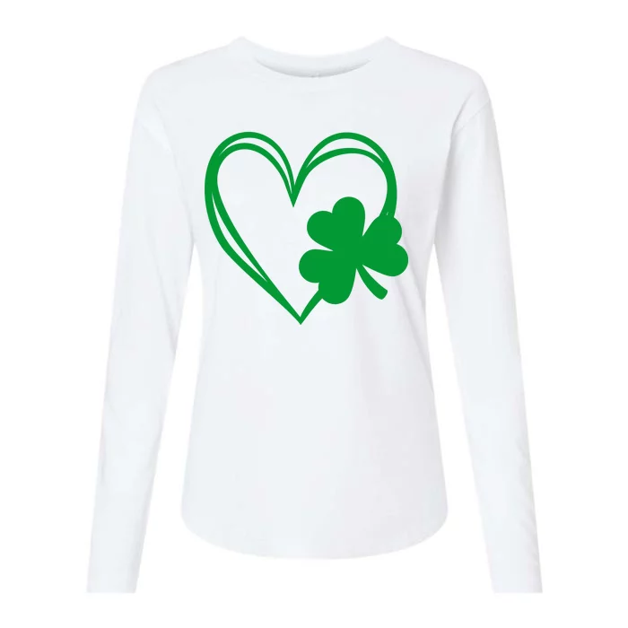 St Patricks Day Shamrock Heart Womens Cotton Relaxed Long Sleeve T-Shirt