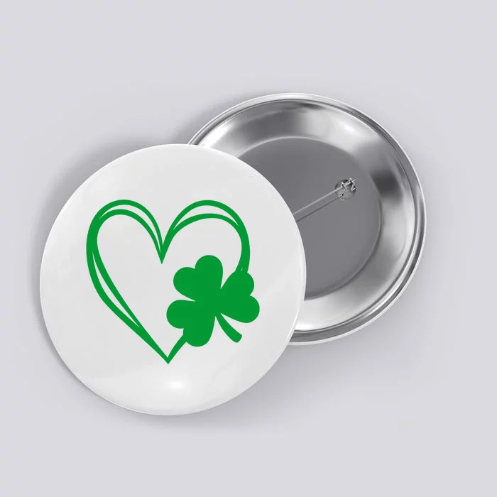 St Patricks Day Shamrock Heart Button